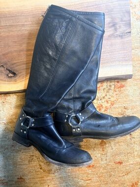 FRYE AND CO. Philip Harness Black Leather Riding Boots